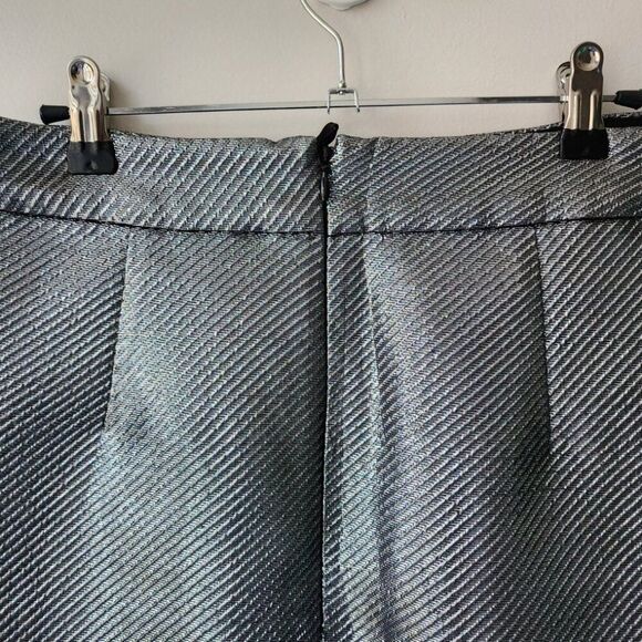 Women's Size 8 Metallic Mini Skirt | Lined | Silver | H&M | Back Zipper | NYE - Picture 4 of 9